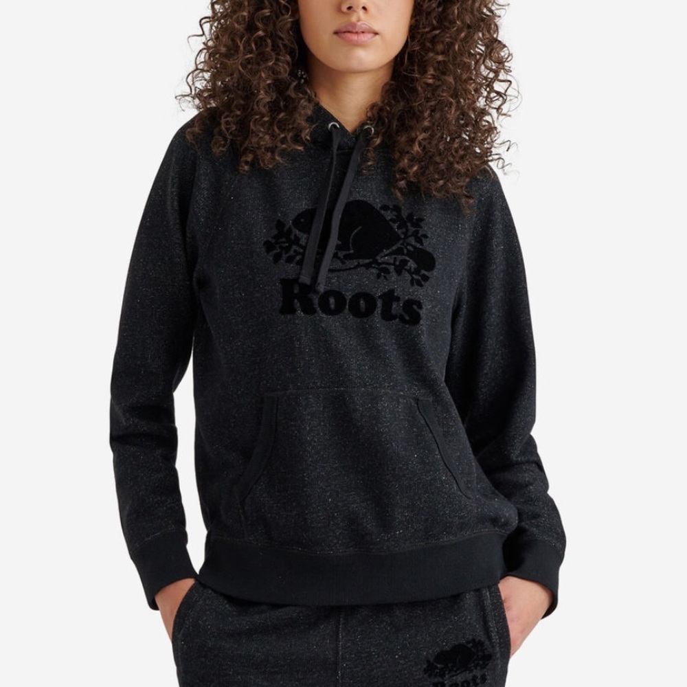 ROOTS Organic Original Kanga Hoodie in Black Pepper - Size Small